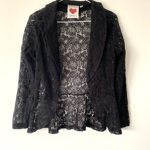 Black Lace Blazer Size M - Picture 2 of 2